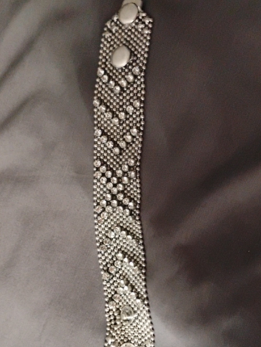Premier Designs Silver Crystal Mesh Statement Bracelet